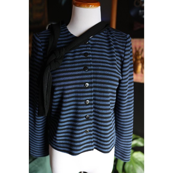 Vintage  Perceptions Womens 6 Pin up Rockabilly stripped button shirt with scarf - Picture 6 of 8